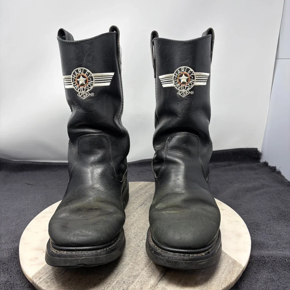 Harley Davidson Boots Mens 8 Black Leather Motorcycle Riding Cowboy Biker Riding